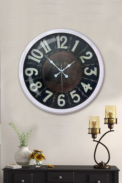 Kasva Concept Gift Decorative 52 cm White Metal Retro Wall Clock