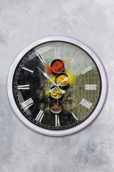 Kasva Concept Gift Decorative 52 cm White Metal Kitchen Wall Clock