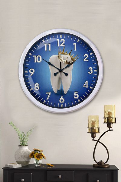 Kasva Concept Gift Decorative 52 cm White Metal Dentist Wall Clock