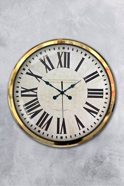 Kasva Concept 52 cm Gold Metal Roman Numeral Wall Clock