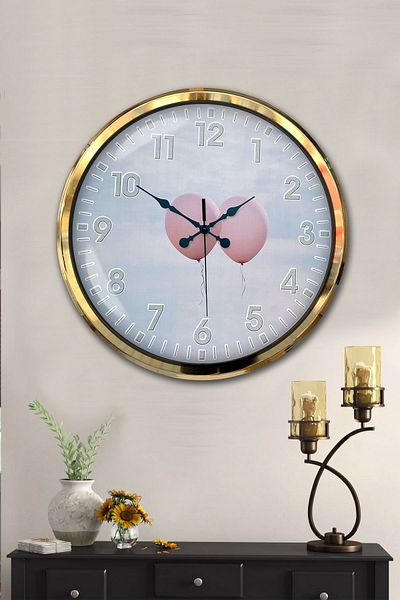 Kasva Concept Cadou Decorativ 52 Cm Ceas de Perete Balon Metal Auriu