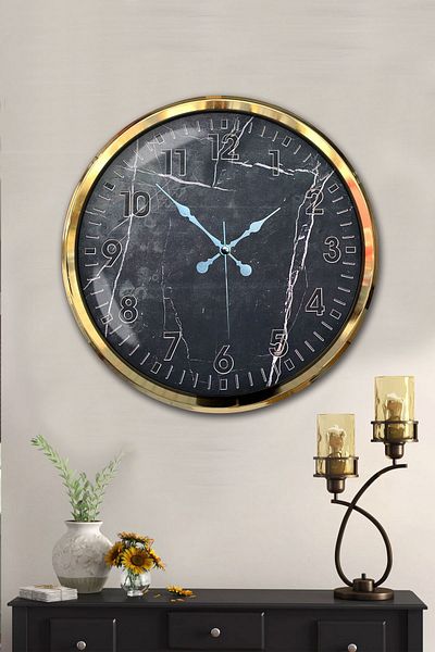 Kasva Concept Ceas de perete decorativ cu model din metal auriu de 52 cm