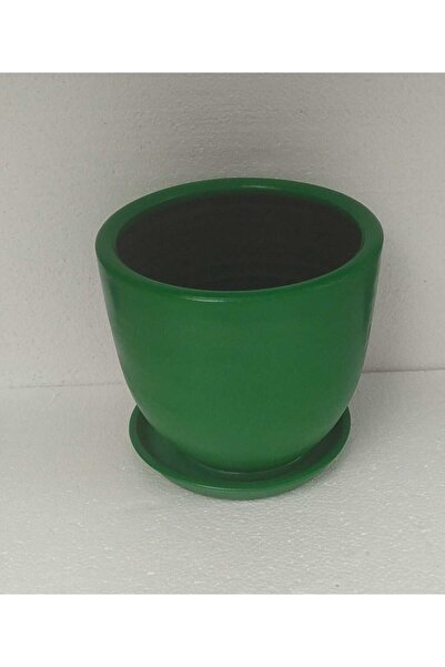 Mask Dekoratif El Yapımı Seramik Yeşil Saksı 23 X 25 Cm