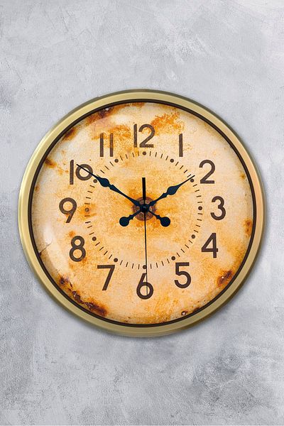 Kasva Concept 52 cm Gold Metal Antique Dial Wall Clock