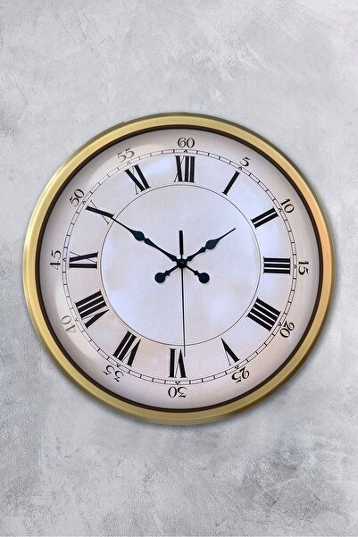 Platin Saat 52 Cm Eskitme Metal Dakika Duvar Saati