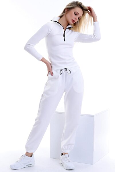 Dreamlike Zippered Long Sleeve Elastic Waist Pocket Sporty Jogging Suit