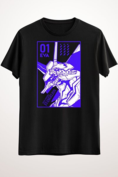 Cool Tshirt Unisex Μαύρο T-Shirt Eva 01 Evangelion