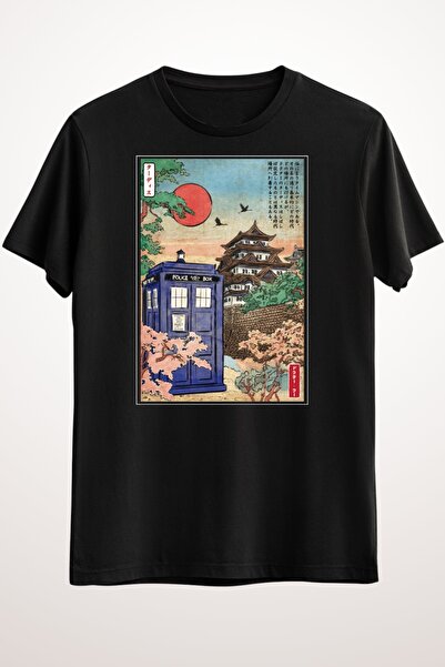 Cool Tshirt Unisex Siyah Tişört Tardis In Japan