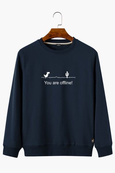 COLLIE Hanorac unisex, albastru marin, cu imprimeu dragon, cu gât rotund, cro...