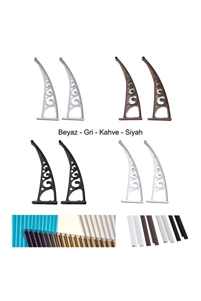 Yapısan Plastik Ayak 6mm Levhalı Pratik Sundurma Kanopi 100x300 Cm Siyah