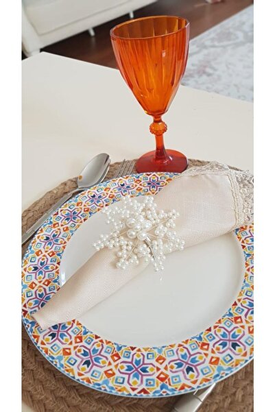 pekars 6-Piece Pearl Snowflake Napkin Ring Napkin Holder Napkin Ring Dowry Gift Tableware Presentation