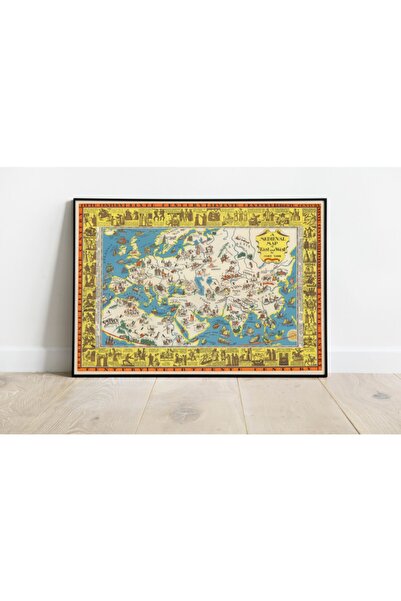 Pegziz Ortaçağ Haritası Sanatsal Duvar Dekorasyon Poster 60x90cm.