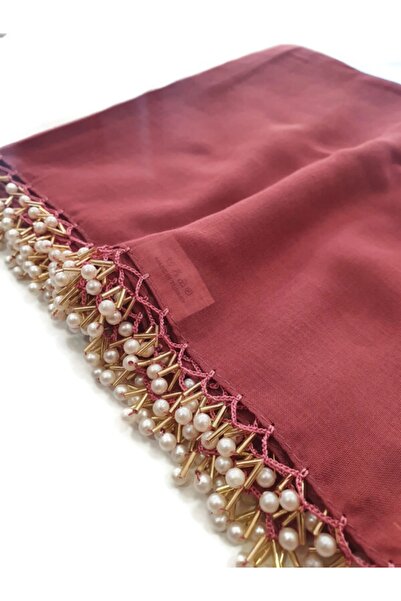 BENLİ Inci Boncuklu Gold El Oyalı Eşarp Yazma 100x100cm