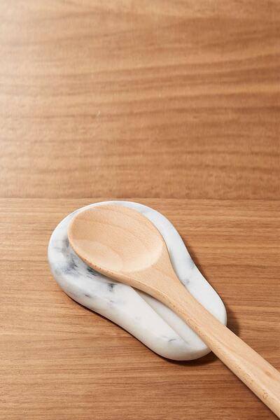 Fosil Gerçek Mermer Kirli Kaşıklık — Beyaz Mermer