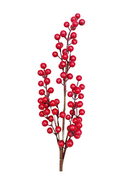 DMS DEKOR Yılbaşı Ağacı Çiçeği Holly Berry Kokina Süsleme Çiçek 1 Adet 70 Cm