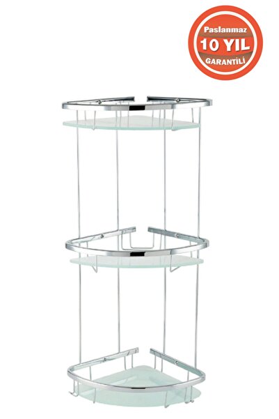 ÇELİK BANYO Paslanmaz Pirinç Karmina 3’lü 22x22 Cm Camlı Şampuanlık Süngerlik...