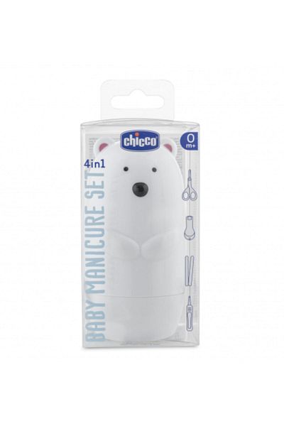 Chicco مجموعة العناية بأظافر الأطفال - مجموعة الدب القطبي مكونة من 4 قطع 0 شهر