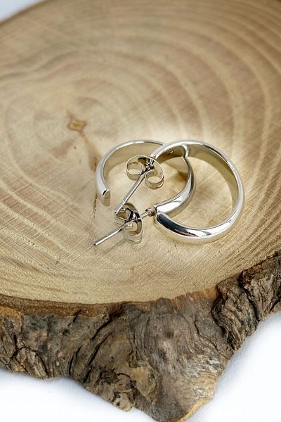 axexuar 316l Surgical Steel Shiny Silver Color Hoop Men's Women's Earrings Stainless Non-Tarnish Allergy-Free