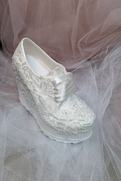 Berush Bride Seria 501 Pantofi de rochie de mireasă din dantelă franceză cu toc pană