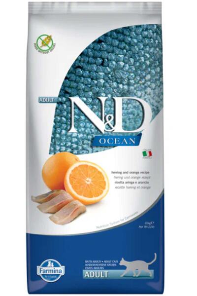 N&D Nd Ocean Tahılsız Balıklı Ve Portakallı Yetişkin Kedi Maması 10kg