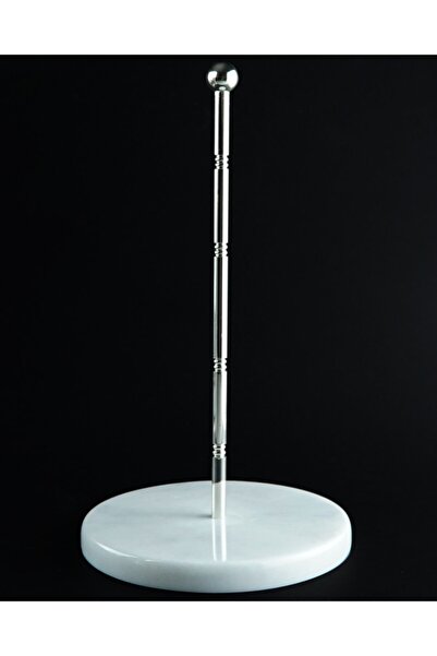 marandmore Μπάρα πετσετών με φιγούρα μπάλα από λευκό μάρμαρο - Ασημί χρώμα