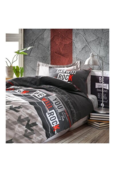 Cotton Box Σετ Παπλωματοθήκη Rock Red Μονό με Ελαστικό Σεντόνι