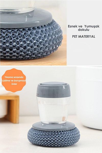 Trendpoint Dishwashing Sponge with Detergent Tank Practical Cleaning Sponge Bathroom Sink