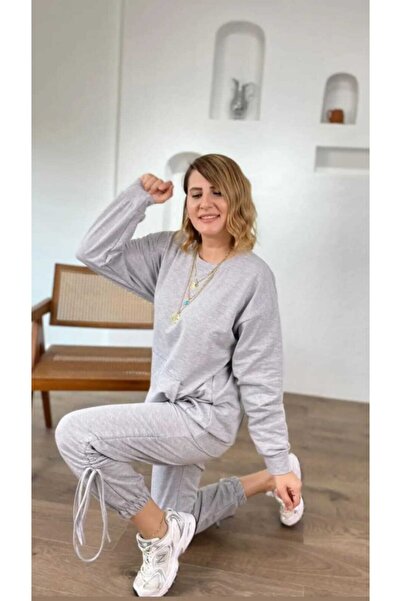 ubmbutik Ženska siva trenerka sa detaljima od čipke