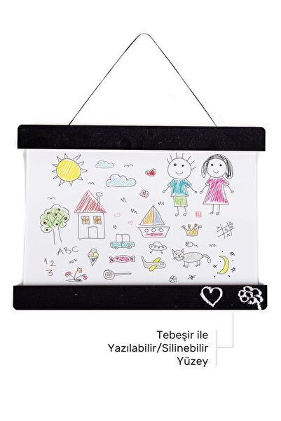 Mıknatıslı Ahşap Çerçeve, 23cm, Siyah Renk, Pratik Çerçeve, Gerçek Ahşap
