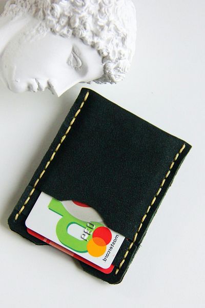 Argentum Look Handmade Genuine Leather Dark Green Nubuck Card Holder - Al-krt012