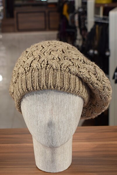 Özgöksu Şapka Brown Women's Painter Straw Knitted Beret
