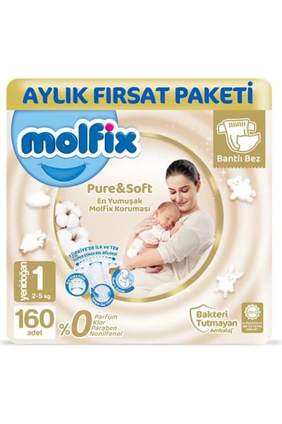 Molfix Pure Soft Size 1 Newborn 2-5 kg 160 Pieces