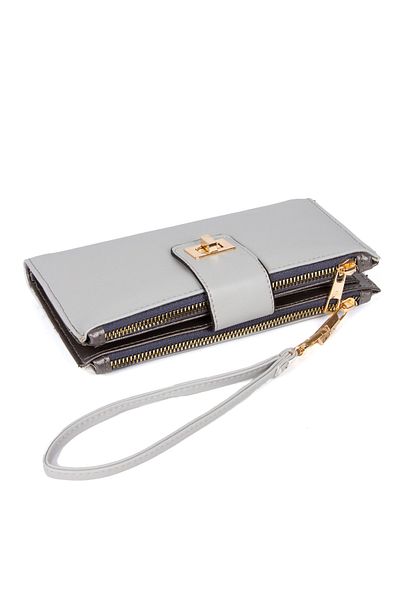 Newish Women's Gray Wallet and Card Holder Stylish Soft Textured (Boy:20Cm En:10Cm)