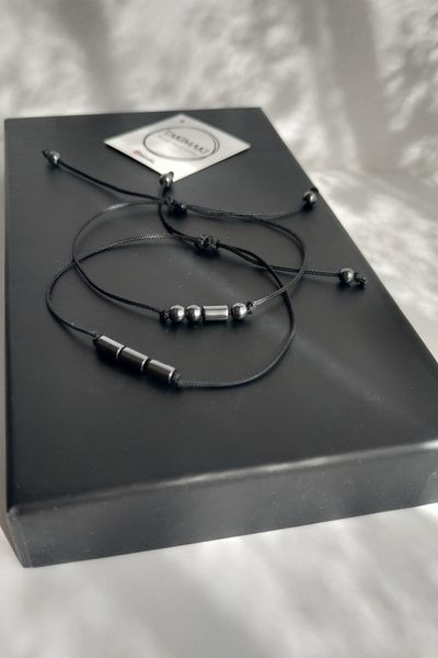 TAKIMAKI Original Hematite Stone Morse Alphabet Letter Bracelet Lover Combination