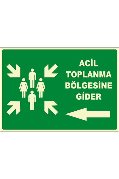 Emek Emergency Evacuation Place Departure Left Arrow Warning Sign 25X35 cm Dekota