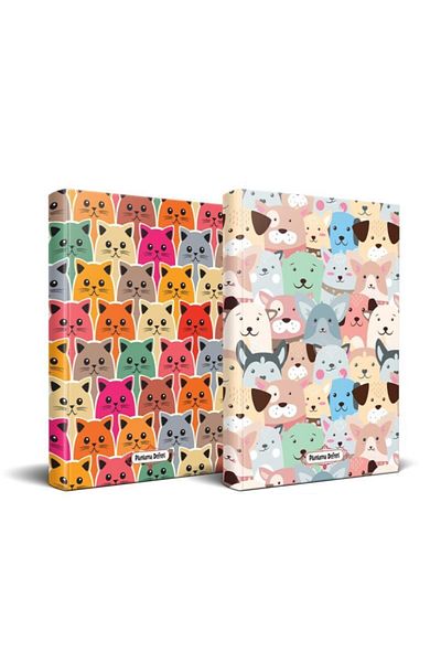 Halk Kitabevi Cat Themed Planning Book Set - Colorful Faces and Friendly Ears
