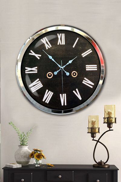 Kasva Concept Gift Decorative 52 cm Black Metal Decorative Wall Clock