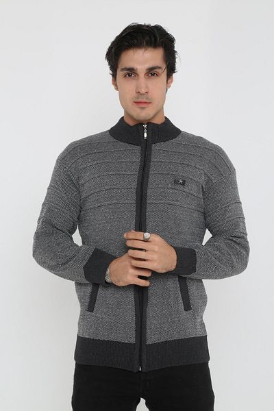 KMKkombin Dad's Large Size Zippered Oversized Cardigan Coat