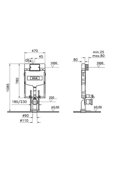 VitrA S50 Rimex Kanalsız Asma Klozet Kapak Gömme Rezervuar 700-1909
