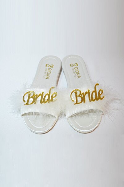 GIONA شبشب زفاف العروس فروي نسائي