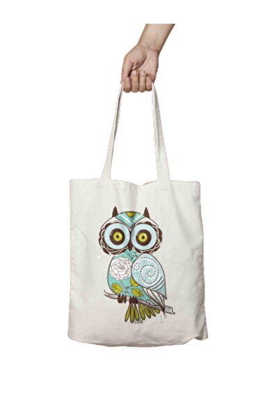 ART HEDİYE Owl Single Two Sided Permanent Printed Washable Cloth Bag Shoulder...