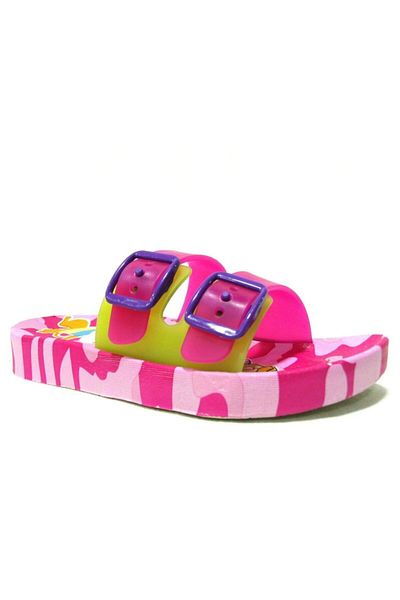 GEZER Pink Green Buckle Anatomical Children's Slippers