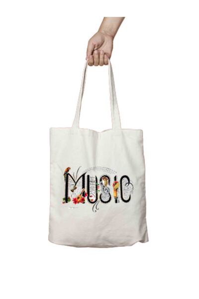 ART HEDİYE Music Music Text Τσάντα ώμου με διπλή όψη, με μόνιμη εκτύπωση και ...