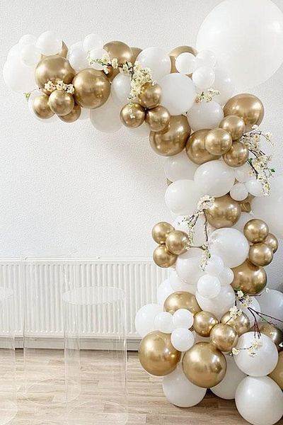 Trend Hediye Sepeti Pastel White Chrome Gold 100 Pieces Balloon Wedding Chain Bride To Be