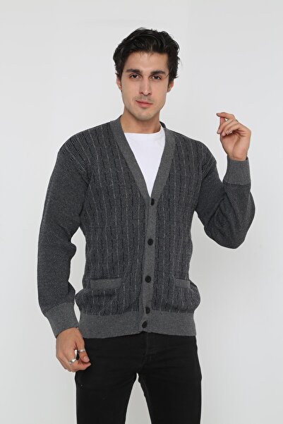 KMKkombin Ζακέτα Dad Winter Super Battal με κουμπιά μεγάλου μεγέθους