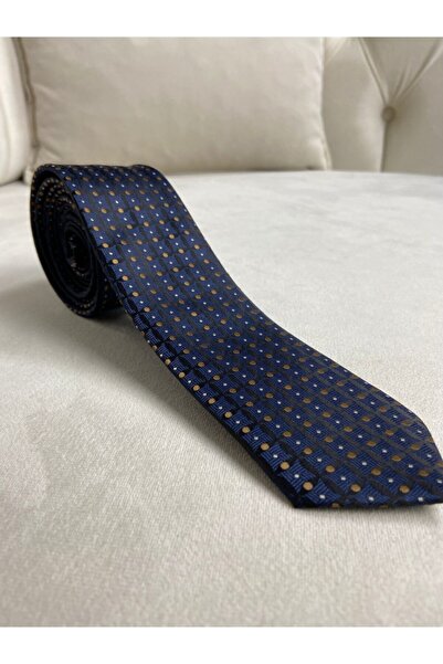 leonmen Lacivert Desenli Klasik Kravat