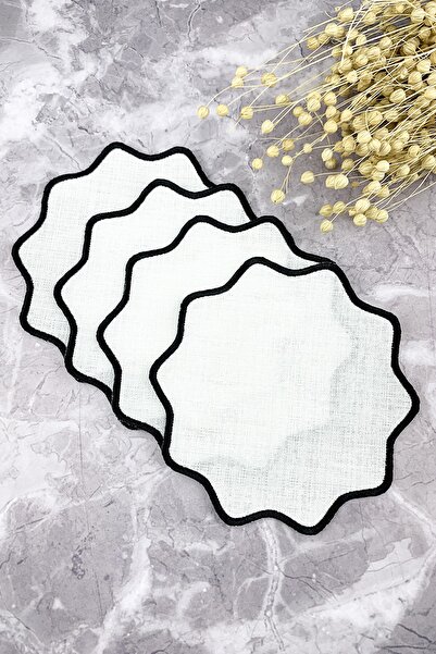 WEARE2 Μαύρες οβάλ χρωματιστές χαρτοπετσέτες κοκτέιλ με κέντημα λουλουδιών, σ...