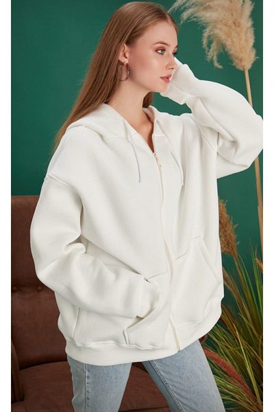 Noa Noa Hooded Oversize Zipper Sweatshirt
