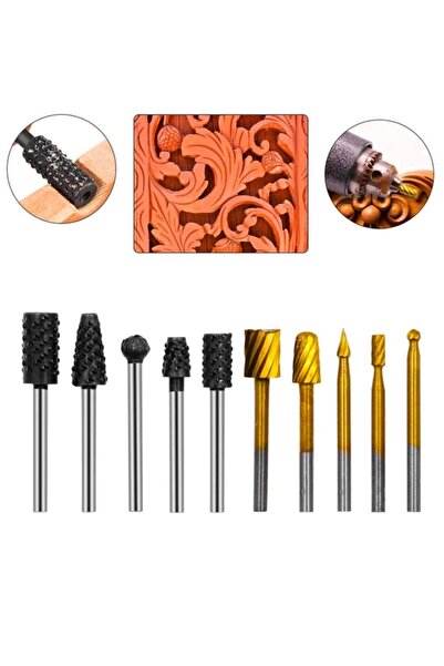 Depolife Mini Gravür Makinası Için Ahşap Oyma Törpüleme Delme Eğe Freze Uç Seti Kalıpçı 11 Parça Kalıpçı