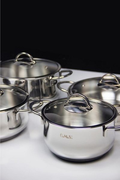 OMS 8 Piece Yummy Steel Cookware Set 1023 Plain